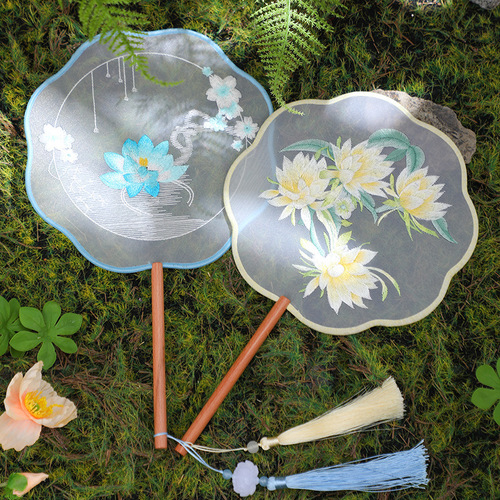 Dual-sided Embroidered Round Fan Ancient Chinese Style Hanfu Dance Fan Cheongsam Fashion Show Chinese Style Photo Prop Round Palace Fan Manufacturer