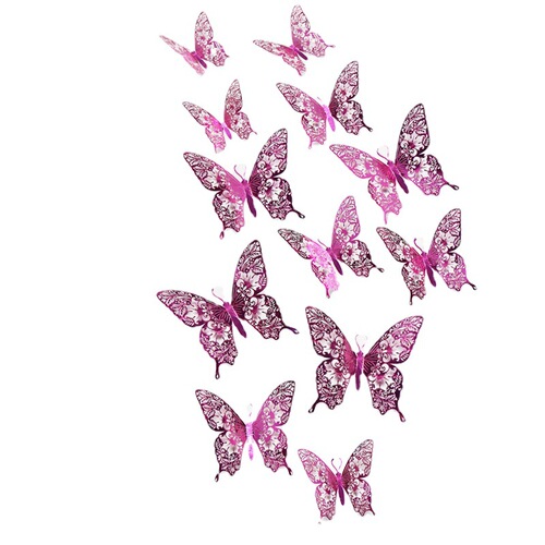 Lively Butterfly Series Decor Wall Sticker, Hollow Butterfly DIY Pearl Paper Realistic Butterfly LK10 Ten Colors
