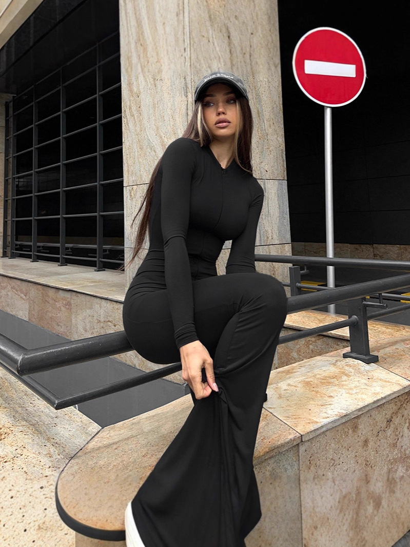 G25J258-2025 nueva chica caliente europea y americana delgada pantalón de boquilla de moda universal apertado chaqueta de mujer