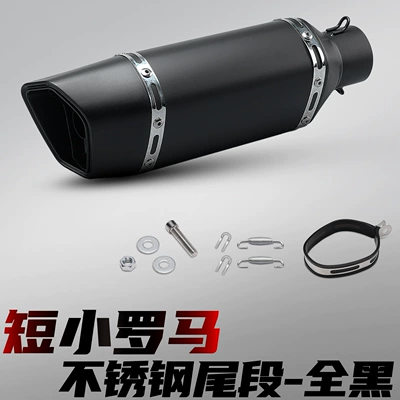 Motorcycle modified exhaust pipe, racing Motorcycle exhaust pipe - short-roman-all-black
