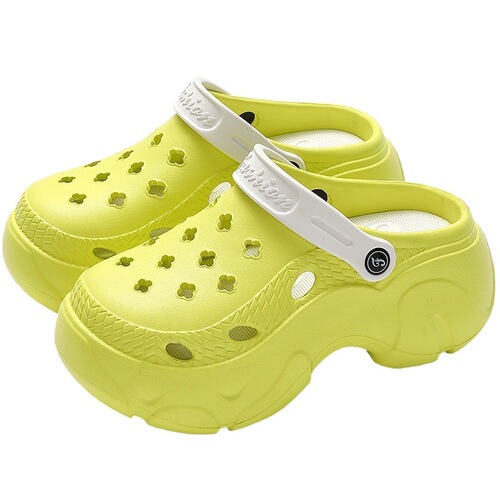 Thick sole hole shoes DIY outerwear thick sole beach anti-slip anti-odor summer women indoor head covering couple PVC feel like walking on clouds
