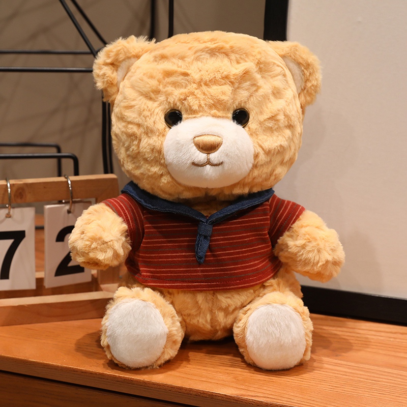 Adorable peluche oso muñeca suéter oso muñeca niño dormir compañía muñeca tela muñeca peluche juguetes decoración