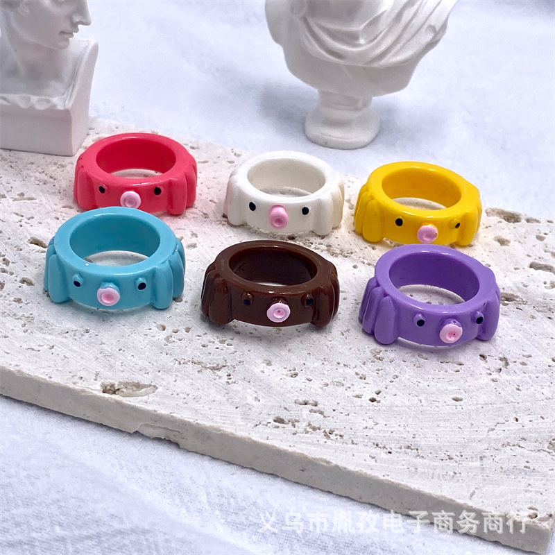 Lindo pulpo resina acrílico anillo macaron color de dibujos animados personalidad tridimensional anillo europeo y americano transfronterizo