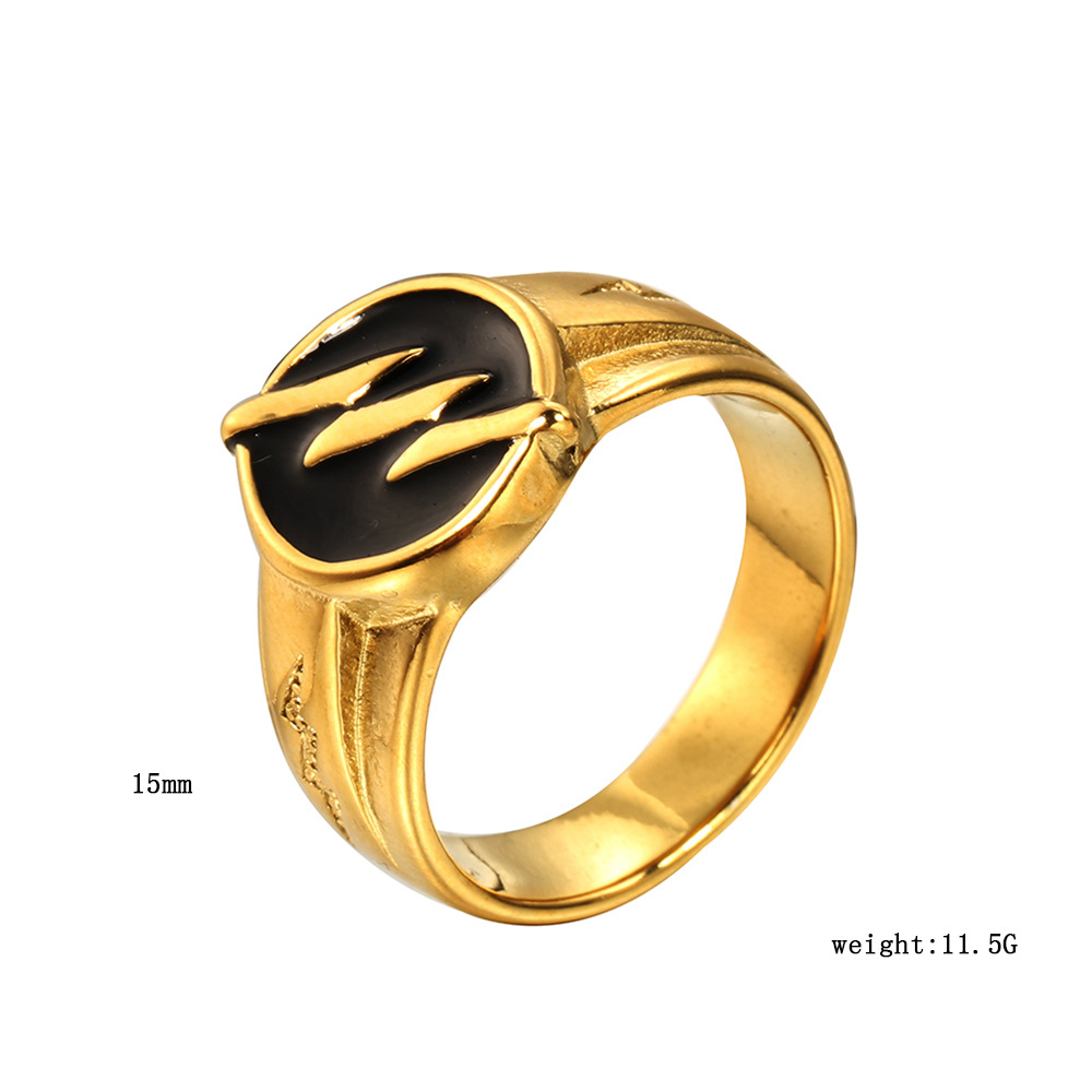 Retro Geométrico Acero Titanio Ninguno Chapados en oro de 18k Rodio Plateado Hombres Anillos display picture 1