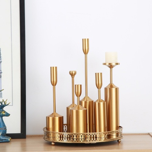 European-style candlestick set of six, metal home furnishing wedding props, candlesticks, home soft furnishing gifts, handicrafts, decorative pieces