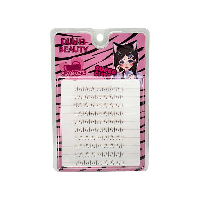 Wholesale transfronterizo 10 filas de gatito bajo las pestañas transparentes terrier perezoso novato pestañas claras natural lente pestañas
