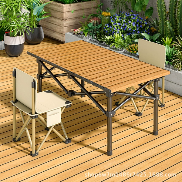 Imitation wood color 95*55*50 long table + 2 folding chairs