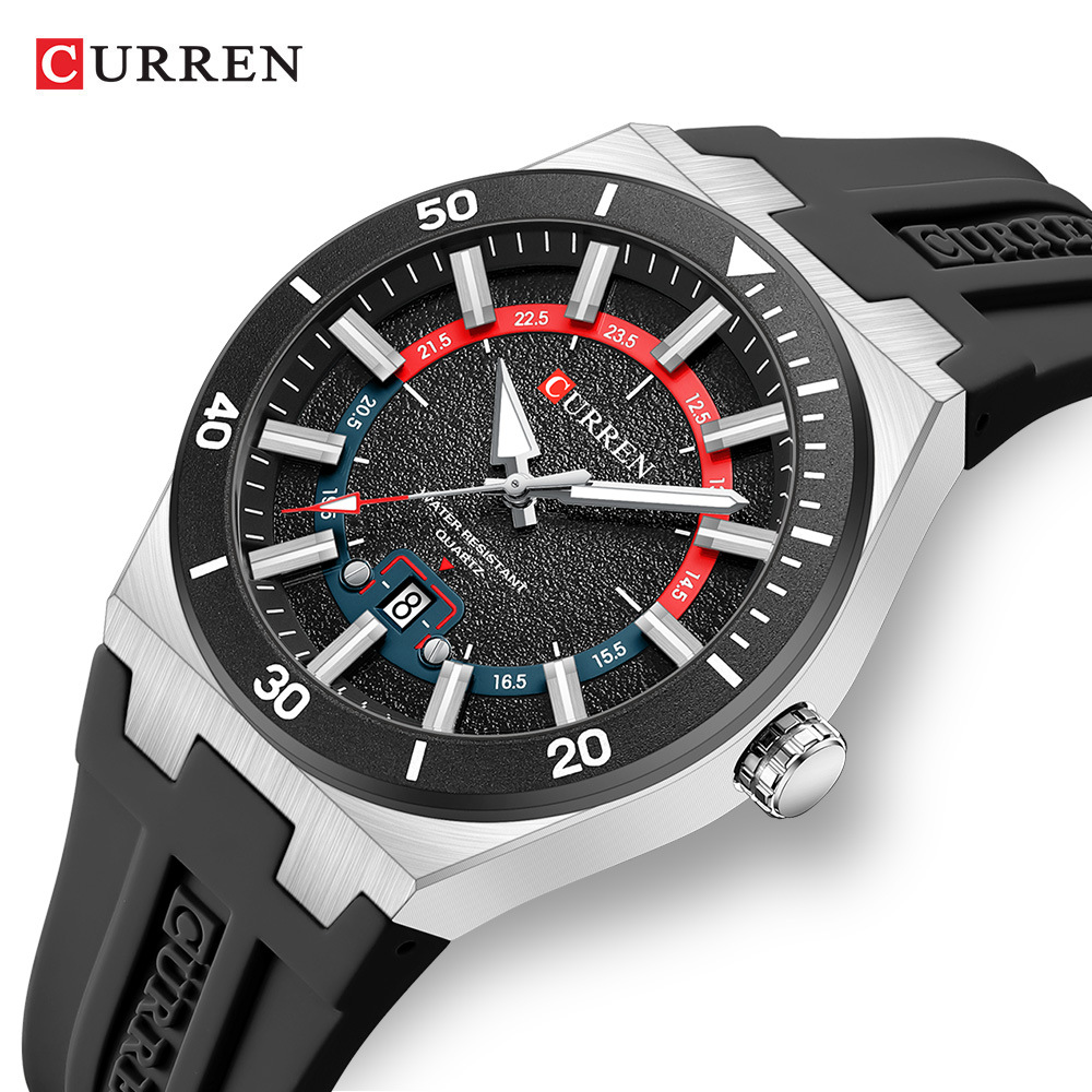 CURREN Reloj de pulsera para hombres CURREN 8491 moda deportivo cinta adhesiva calendario de cuarzo puntero reloj de pulsera image 3