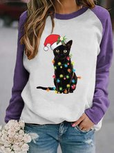 2022亞馬遜wish聖誕節女士衛衣3D印花可愛貓咪歐美女裝廠一件起批