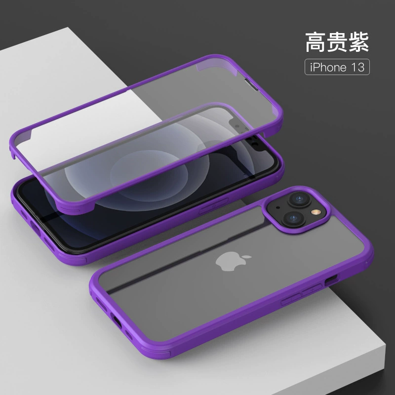 Защитный стеклянный чехол для телефона (Apple iPhone), двухсторонняя защита, ударопрочная рама TPU