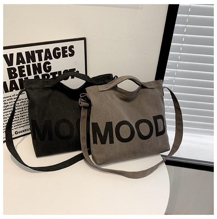 Canvas bag, large-capacity crossbody, ins Korean version student tote bag, single-shoulder girls' tutorial bag, hand-held shopping bag undefined