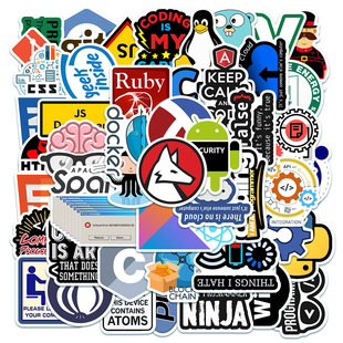 50 Programmers Develop Programming Stickers Laptop Skateboard Luggage Waterproof Stickers Phone Shell Helmet