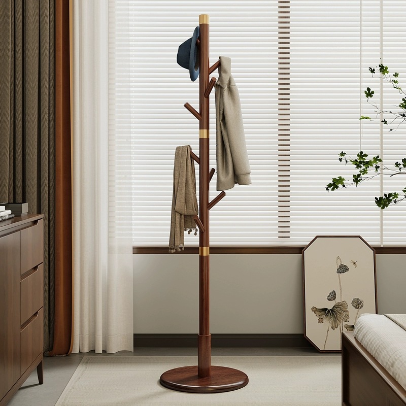 Percha de sombrero de madera para el piso del dormitorio doméstico nuevo estilo chino de oficina percha vertical percha de ropa percha de bolsa de lujo ligera