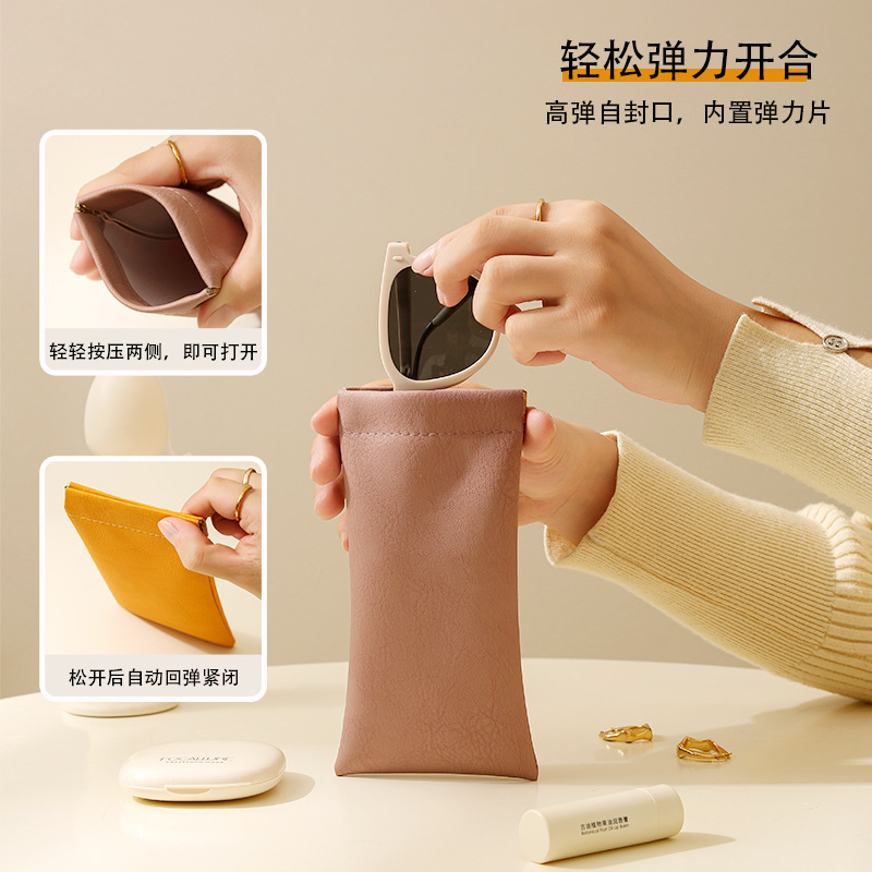 Bolsa de gafas multifuncional de absorción magnética compacta y portátil de absorción automática gafas de sol bolsa de almacenamiento de gafas de sol bolsa de tela resistente a la compresión