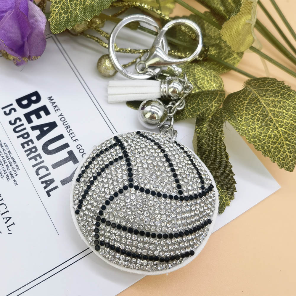 New Creative Gift Hot Rings Hot Drawing Diamond-encrusted Volleyball Keychain Sports Event Souvenirs Women's Bag Hanging Ornaments