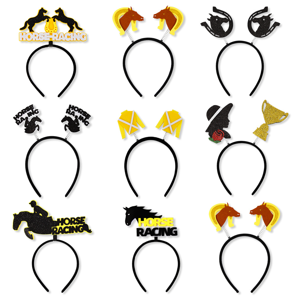 Amazon nuevo caballo carreras Festival diadema cabeza hebilla fiesta de fiesta vestido a caballo montar diadema accesorios para el pelo decoración fiesta suministros
