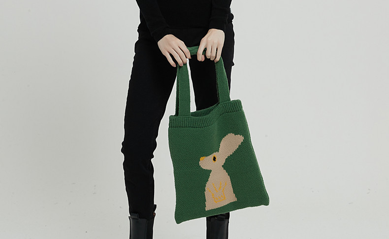 Unisex Knitted bag Rabbit Woven women's shoulder bag lazy casual bag_voghion.com