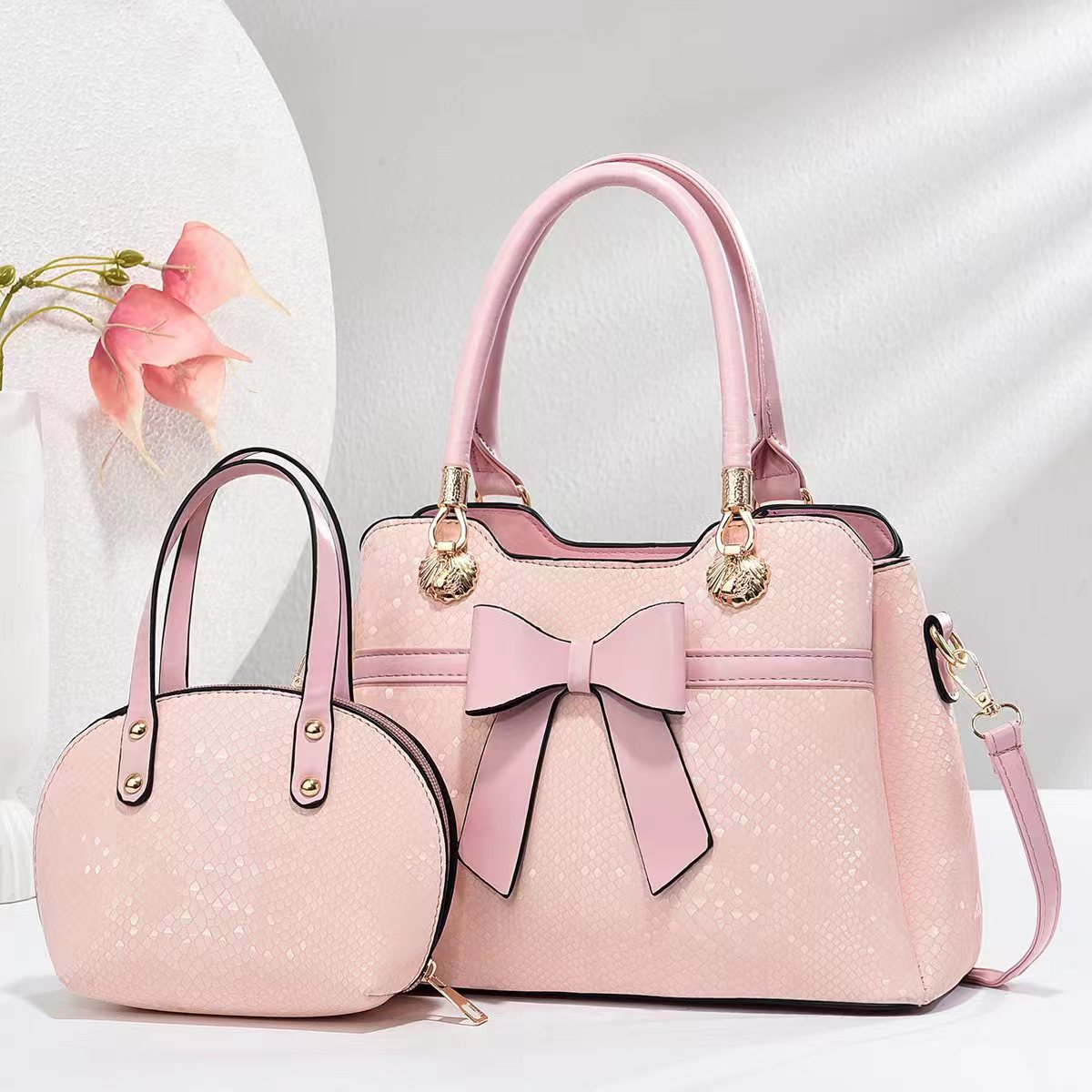 Bolso bolso bowknot bolso de madre e hijo patrón de serpiente bolso de mujer de comercio exterior textura bolso de mensajero de un solo hombro bags al por mayor transfronterizos
