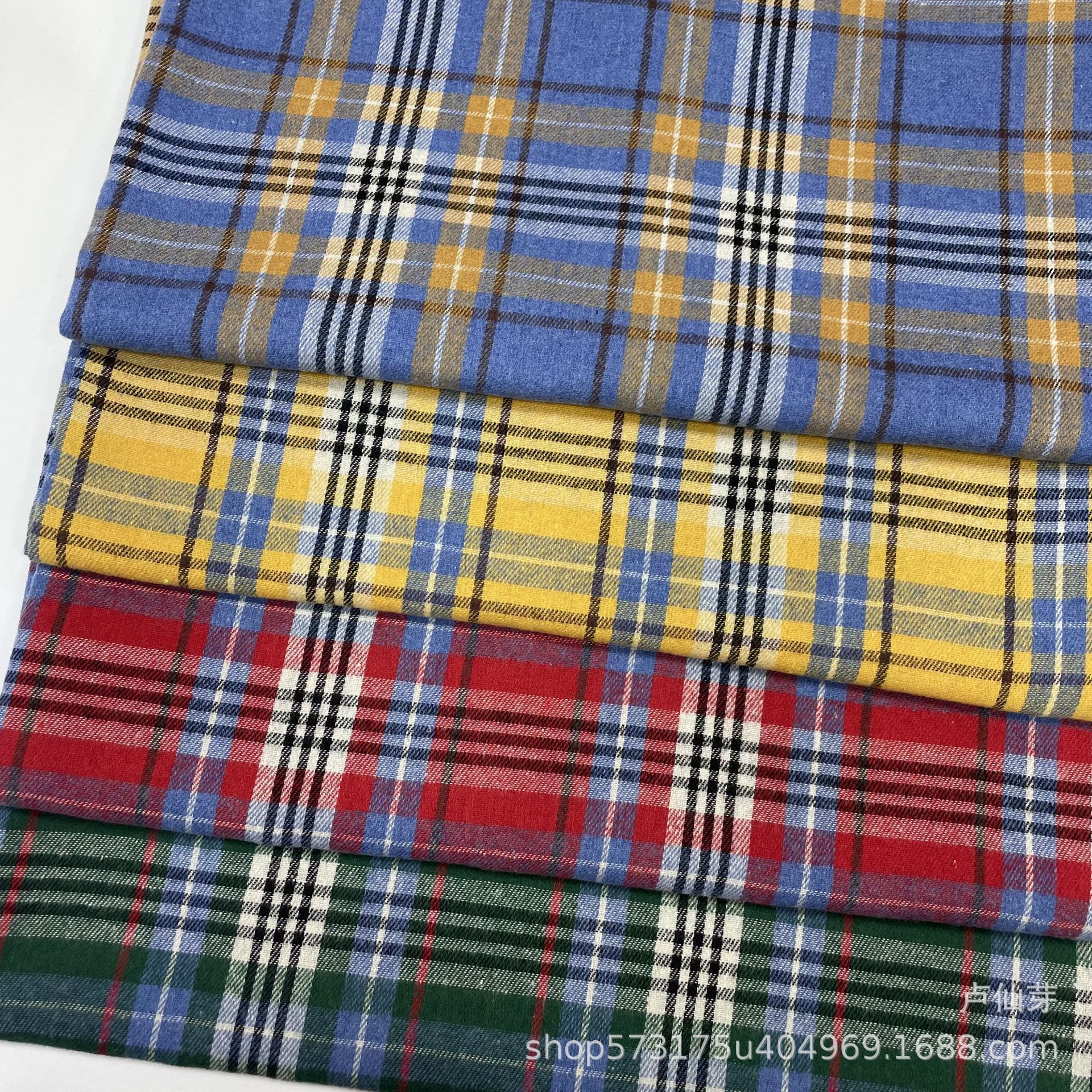 法兰绒衬衫布 裤料 裙子 鞋帽箱包面料 涤棉混纺磨毛色织格子布