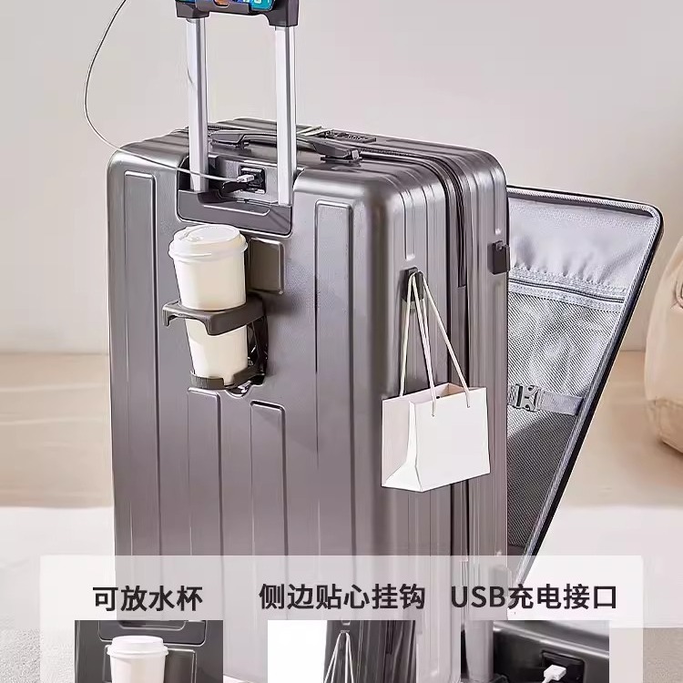 Nuevo tipo de maleta multifuncional con cubierta delantera para mujeres y hombres, caja de tirón 280.000 ruedas de negocios, caja de cifrado duradera
