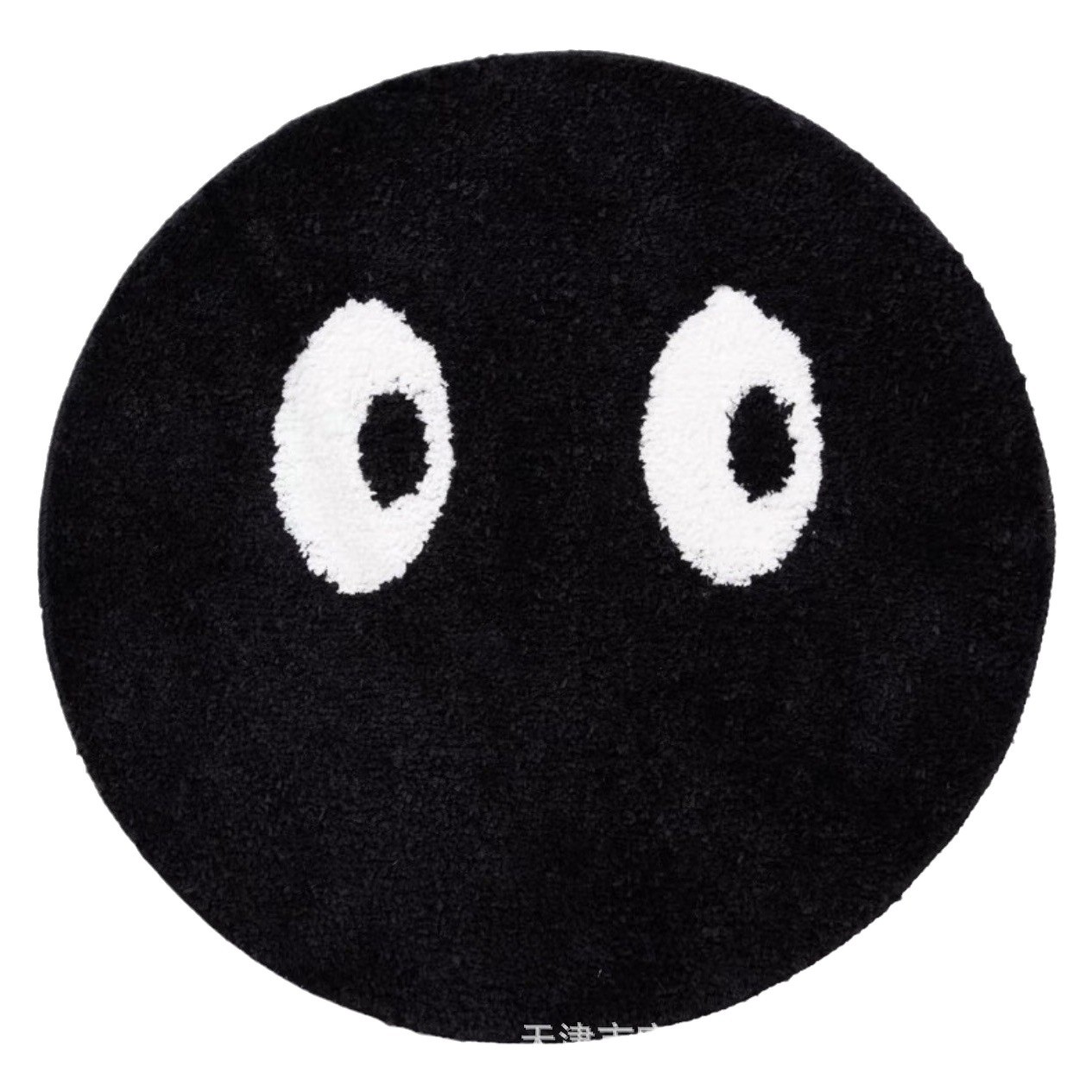 Transfronterizo lindo negro alfombra redonda dormitorio cabecera casa alfombra ins creativo pequeña alfombra de cara negra