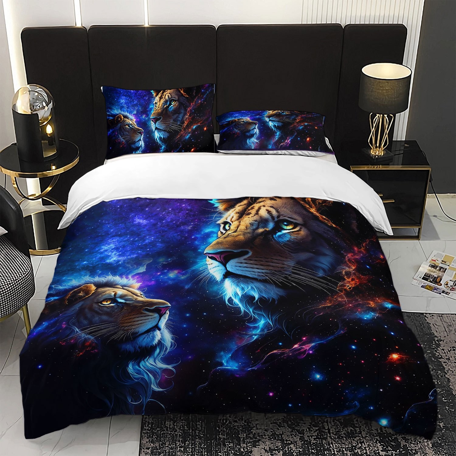 TEMU / JIT textil doméstico molido impresión digital ropa de cama kit león patrón creativo fuente fábrica