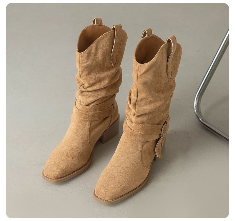 Botas de pila de gran cilindro para mujeres 2026 invierno nuevas botas cortas con botas de calentamiento de terciero botas Martin botas de talón medio grueso zapatos de mujer image 8