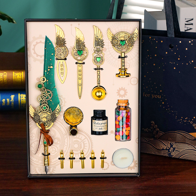 歐式復古火漆印章套裝封口請柬火漆蠟印章封蠟禮盒字母祝福語動漫