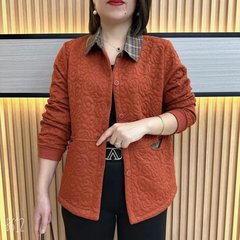 春と秋の新型カジュアルママ二八月コート2024ファッション気質色合わせ襟付き高級カーディガン上着女性