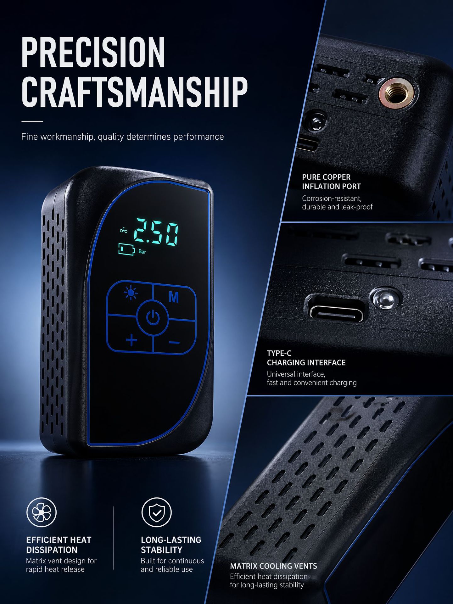 Cross-Border Supply of Car Tire Air Pumps, Quick Inflation Wireless Smart Touch Screen Car Air Pump