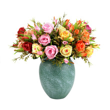 亚马逊家居仿真玫瑰花婚庆装饰假花批发欧式泰玫油画色拍摄道具保