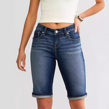 欧美跨境夏季新款女士休闲弹力修身中裤牛仔裤 women jeans