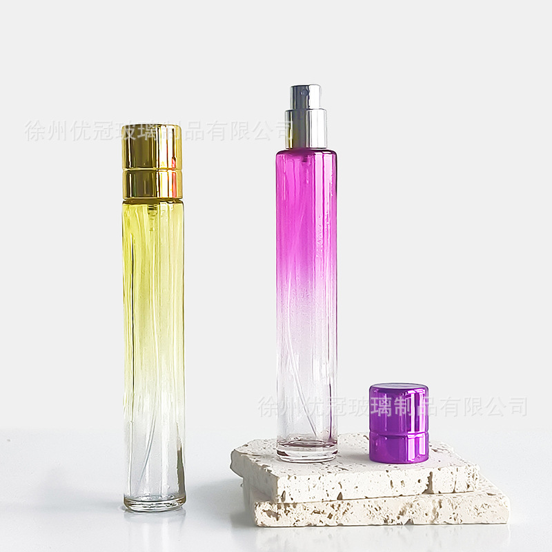 Botella de spray de niebla de color gradiente botella desnuda 30ml botella de perfume de vidrio de colores muestra pequeña envasado de productos de cuidado de la piel al por mayor