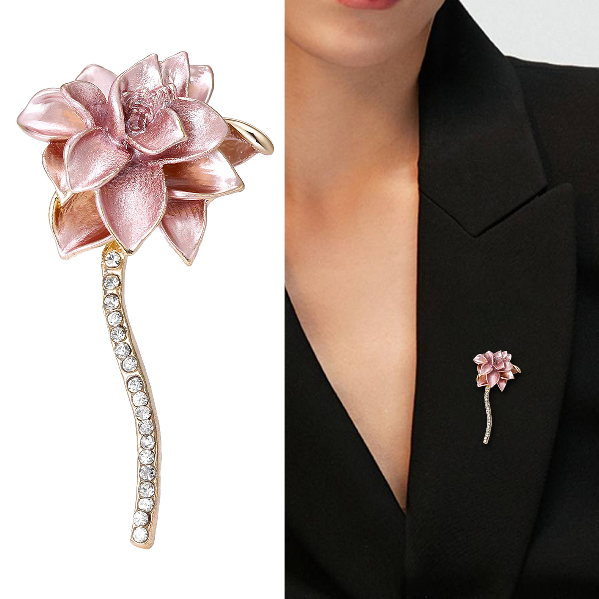 16g Weight Brooches Classification Holiday Occasion Alloy Material Flower Pattern Women's Gender Enamel Design Pin Flower Alloy Enamel Women's Brooches 无