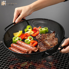 Cross-border Amazon outdoor barbecue basket barbecue net, new non-stick barbecue basket meat pan, carbon steel BBQ tools