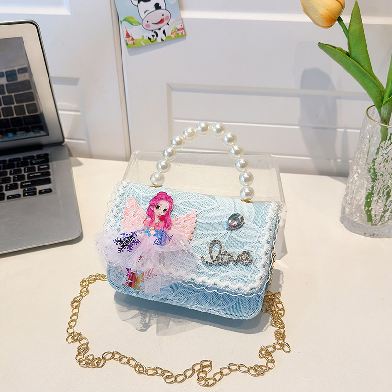 Bagos de hombro para niños primavera y verano frescos bolsos de perlas para niñas Aisha pequeña princesa bolsos de mochila de estilo extranjero