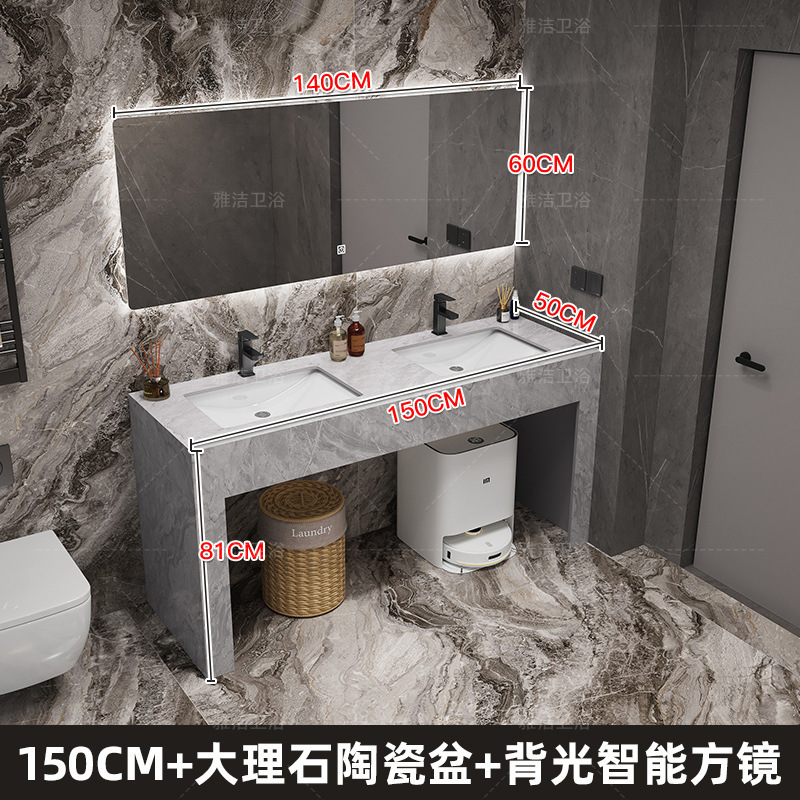 モダンでシンプルな大理石のダブル洗面台公共トイレ洗面台床置き洗面台キャビネットの組み合わせ|undefined
