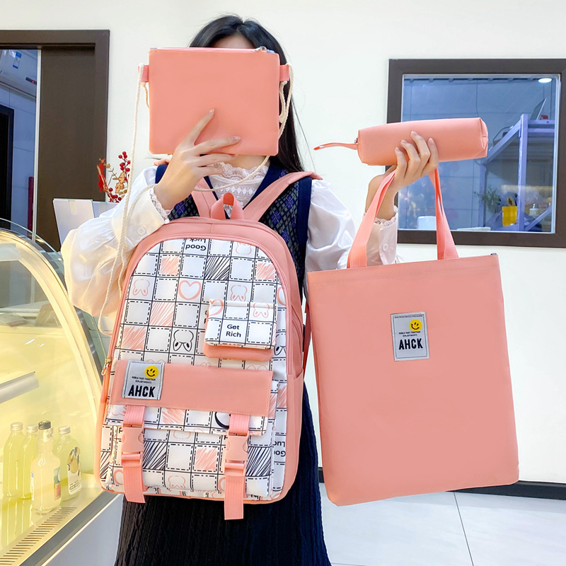 Kids Backpacks New Backpack Trend Junior High School Students Four Piece Schoolbag Large Capacity Computer Bag Backpack_voghion.com