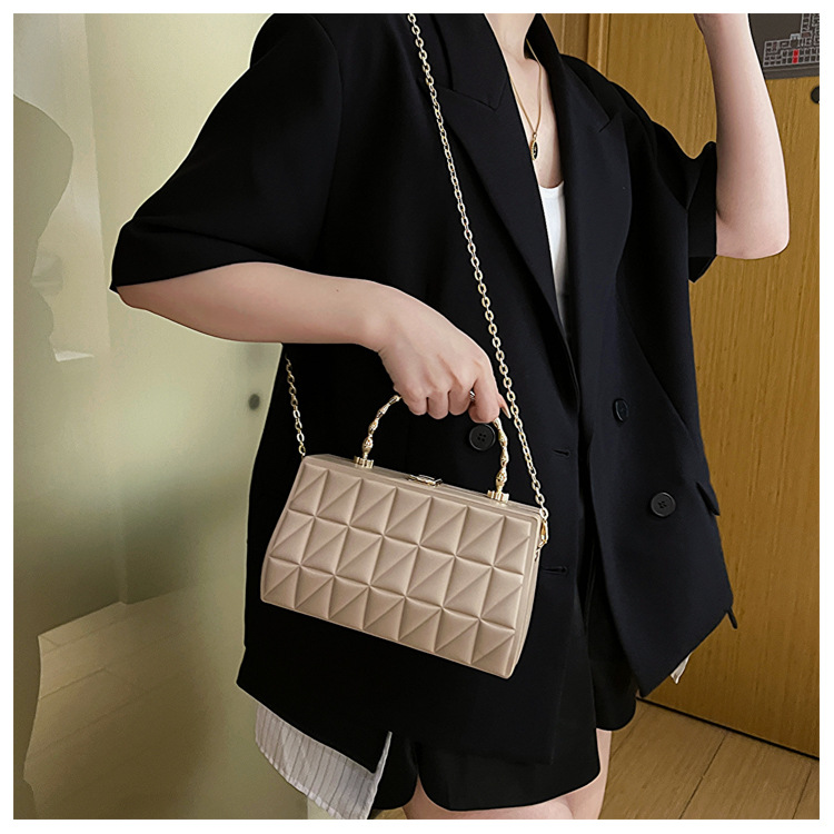 Women's Small All Seasons Pu Leather Solid Color Vintage Style Square Lock Clasp Handbag display picture 6