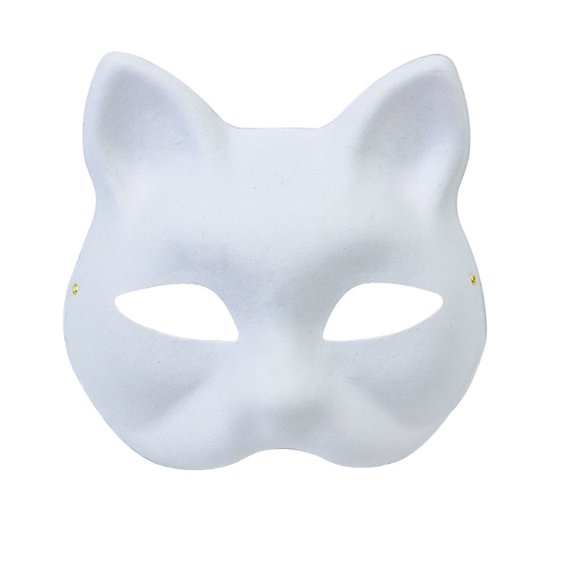 Cross-border Halloween nueva máscara de zorro para niños diy pulpa de embriones blancos máscara de mitad de cara máscara de pintura de colores máscara de animales