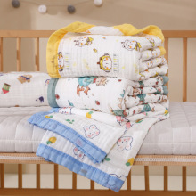 【实惠款】彩边一体不分层六层110*110cm纯棉A类婴儿浴巾纱布浴巾