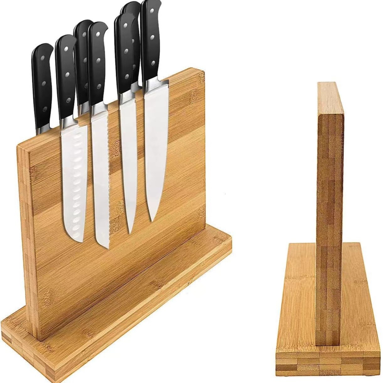 Wooden household kitchen simple magnetic knife holder multi-purpose rectangular kitchen knife holder solid wood creative magnet knife holder