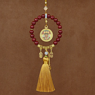 Car hanging – Cinnabar Circle Five Blessings Complete - zakiram-yellow-tassel