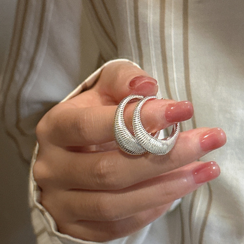S925 sterling silver Korean style niche design Korean ring Korean style simple multi-layer INS blogger style ring