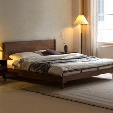 喆逸全实木床新中式黑胡桃木1.5m 1.8米家用床现代简约主卧双人床