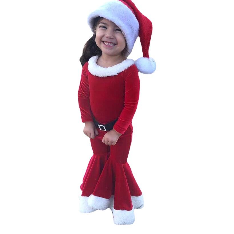 Ropa de Navidad europea y americana para niños elfo de Navidad ropa de cosplay camisa de manga larga de invierno pantalones acampanados niñas