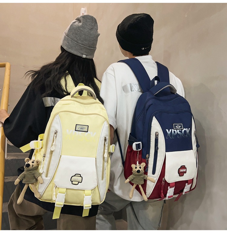 1071g Weight Polyester Lining Material Multicolor Fashion Element Zipper Closure Type Double Shoulder Straps Strap Type Functional Backpack Bags Type Casual, School Occasion Nylon Material Waterproof Function School Backpack Backpack Letter, Color Block Pattern All Seasons Season Unisex Gender Preppy Style, Streetwear Style Square Shape Unisex Nylon Letter Color Block Preppy Style Streetwear Multicolor Square Zipper Functional Backpack 4