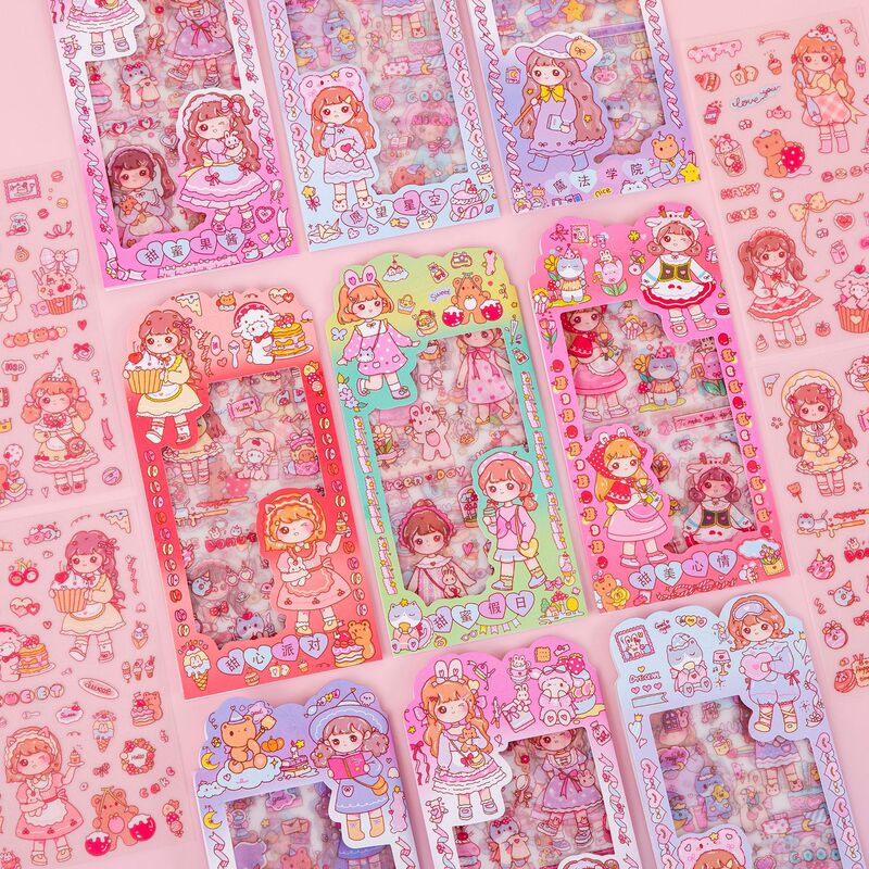 漫画ハニーソースガールステッカー子供のハンドブックステッカー小学生装飾小柄ステッカーハンドブック素材ステッカー|undefined