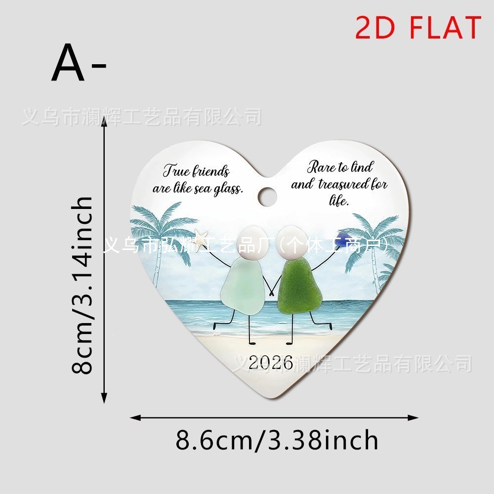 Colgante transfronterizo en forma de corazón decoración de amistad decoración plana acrílico 2D image 1