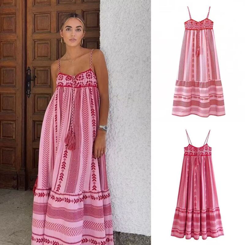 Aliexpress Cross-Border European and American Foreign Trade Za Women's Clothing Wholesale Crochet Splicing Knitted Dress Skirt Suspender Skirt